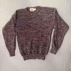 Vintage 80s/90s‎ Wrangler Mens Burgundy Marled Chunky Knit Crewneck Sweater